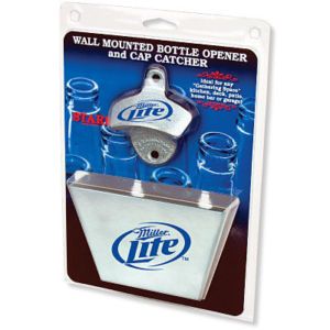 Miller Lite Starr Wall Bottle Opener Cap Catcher Set