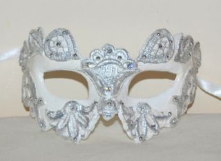 POSH White Silver Macrame Masquerade Mask WEDDING