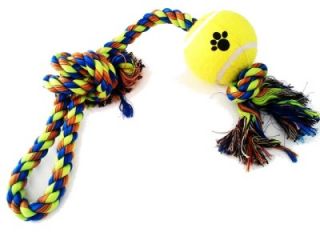 Big Dog Tug Toy Large Tennis Ball with Rope 24 inch Extra Large USA 