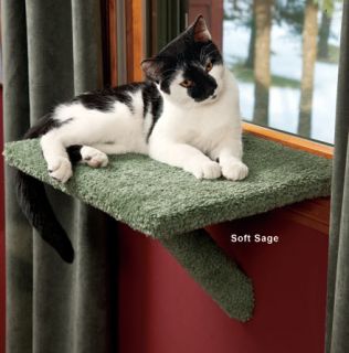 New Cat Bed Window Sill Perch Easy Mount Pet Bed Plush Soft Sage 6093 