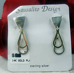 Sterling Sausalito Design 14k Earrings Cat Rescue