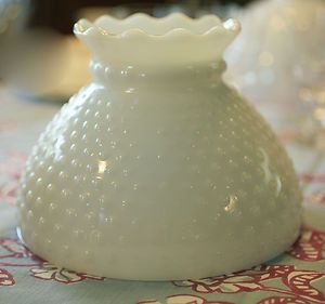 Hurricane Milk Glass Hobnail Lamp Shade