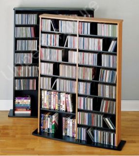 Oak CD DVD Media Storage Cabinet w Adjustable Shelf