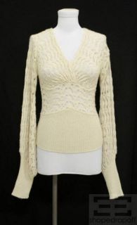 catherine malandrino cream alpaca open knit sweater