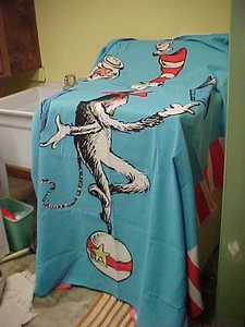 CAT IN THE HAT FABRIC SHOWER CURTAIN RUG SOAP DISH DISPENCER