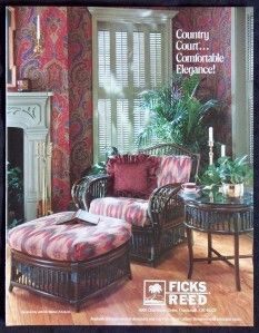 Vintage Magazine Print Ad Ficks Reed Furniture