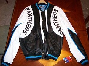 Carolina Panthers Leather Jacket Official NFL Made by GIII and Carl 