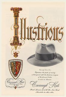 1951 Cavanagh Hats Down Turn Hat Illustrious Print Ad