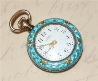 Gorgeous Antique New England Sterling Silver Guilloche Pocket Watch 