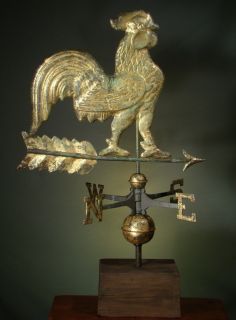 WEATHER VANE ANTIQUE from CAWOOD HOMESTEAD, GILDED COPPER, 38 X 24 