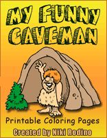 Dinosaurs Cavemen Prehistoric Animals Coloring Pages CD