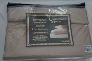 NIP $120 Castlewood Manor Tan 6pc King Sheet Set Cotton Extra Deep 