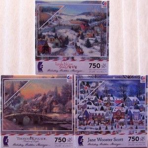 Ceaco Holiday Hidden Messages 2012 Jigsaw Puzzles Set of 3 Kinkade and 