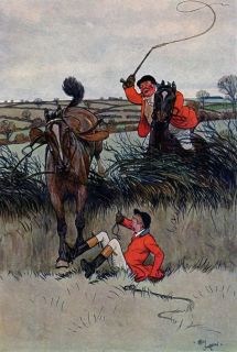 Cecil Aldin Original Vintage Fox Hunting Horse Hunt Print c1900
