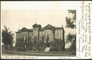 Cedar Rapids Iowa IA 1905 COE College Vintage Postcard