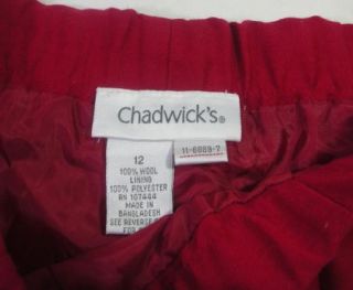 Chadwicks Wool Pants New Red Lined Stretch Waist Work Womens Size 12 