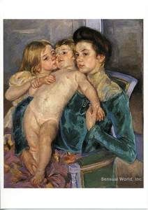 Mary Cassatt Postcard The Caress Mother Child Art Girl