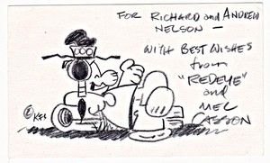 RARE Mel Casson Original Redeye Signed Cartoon Scarce