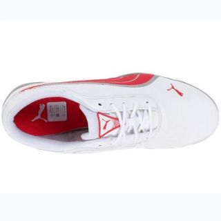 New PUMA Super Cell Fusion Ice Jr Golf Shoes   White/Puma Red/Silver 