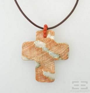 Chan Luu Brown Leather Cross Pendant Necklace