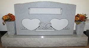    COMPANION HEART RINGS TOMBSTONE HEADSTONE CEMETERY GRAVE MARKERS