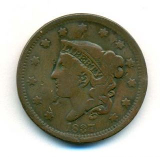 We are offering a 1837 Large One Cent U.S. Coin  Coronet Variety 