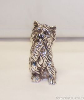 Silver Miniature Cat Figurine Sculpture in 925 Sterling Silver