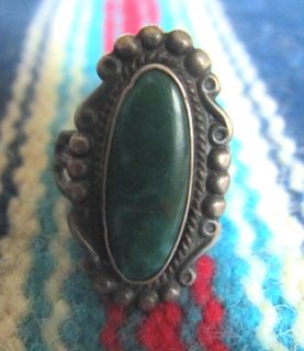 Old Navajo Natural Cerrillos Turquoise Ring Sz 6 Fred Harvey Era 
