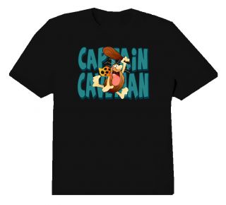 Captain Caveman Cartoon Classic Logo T Shirt Black