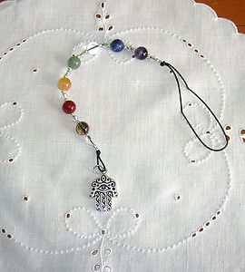 Chakra Meditation Beads Pendulum Gemstones Sterling Rhodium Hamsa 