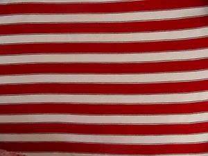 YARDS RED, WHITE, AND BLACK STRIPE RAYON CHALLIS BLEND FABRIC