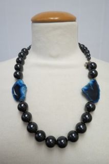 Chan Luu Long Convertible Black Pearl Blue Agate Necklace Sterling 