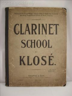 Sale Clarinet School Hyacinthe Klose RARE Book 1906 Hawkes Son Clement 