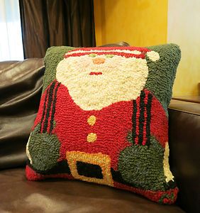 Chandler 4 Corners Gorgeous Hooked Wool Pillow Santa / Christmas by 