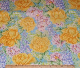 Chantal Yellow Roses Hydrangea Floral Quilt Fabric 2yds