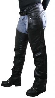 Womens Braided Black Leather Chaps 18