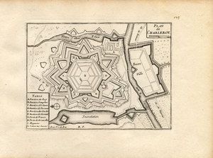 Antique Map Plan Charleroi Belgium Beaulieu 1667