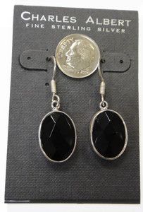 Charles Albert Black Onyx Sterling Silver Earrings
