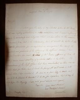 General Cornwallis Signed ALS 1794 Letter Military
