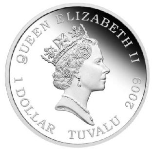 Tuvalu 2009 1$ Charles Darwin 200th Anniversary 1Oz Silver Coin
