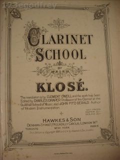 Sale Clarinet School Hyacinthe Klose RARE Book 1906 Hawkes Son Clement 
