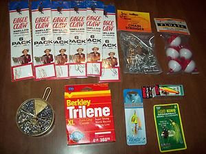 Fishing Lot Lures,Fishing Line,Sinkers, Chain Stringer,Eagle Claw Fish 