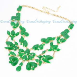 Colors Hot Fashion Golden Chain Water Drop Resin Beads Short Pendant 
