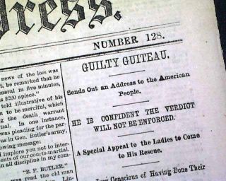 CHARLES GUITEAU James A. Garfield Assassination FOUND GUILTY 1882 Old 
