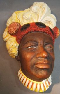 Vintage Bossons Chalkware Chaka Zulu Warrior King Foil Tag Great Shape 