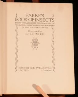 c1937 Fabres Book Of Insects Translated Mrs. Stawell Colour Plates By 