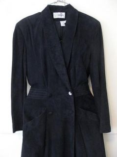 Cedars Womens Black Suede Leather Coat Duster Jacket Size 8 Lined 49 