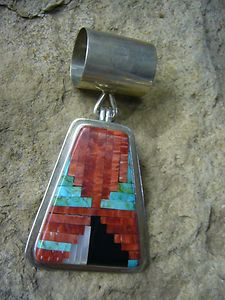 Clarence Chama Spiny Oyster Turquoise Inlay Pendant