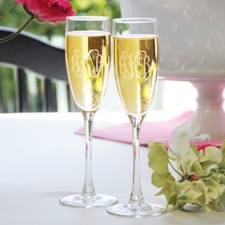 Toasting Flutes Champagne Glasses Wedding Monogrammed