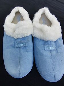 Tony Little Cheeks® Cozy Suede Slippers Faux Fur Womens 9 Indoor 